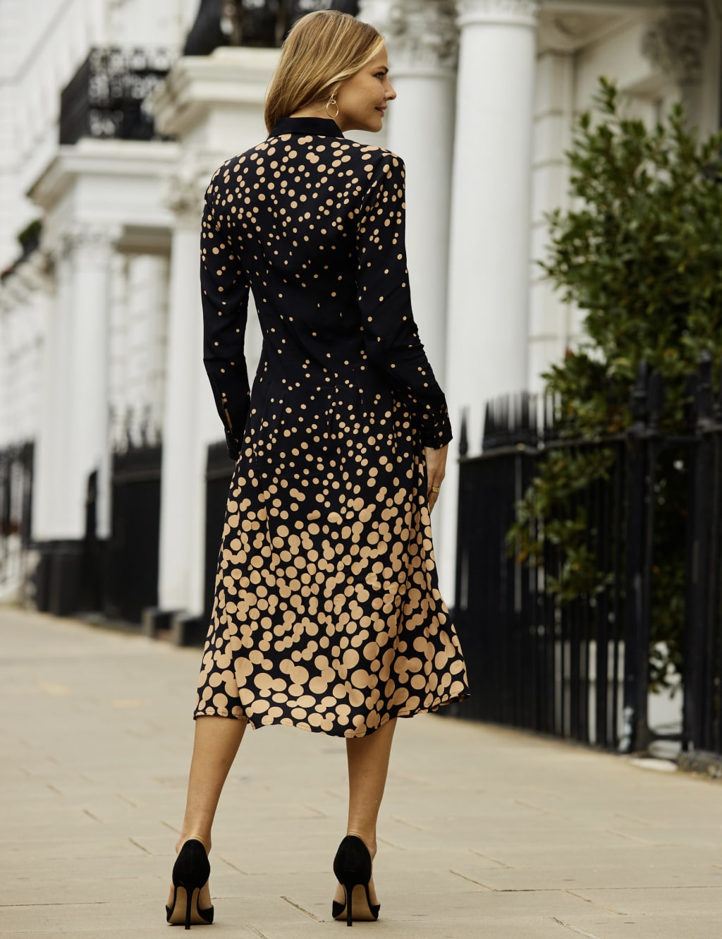 Geometric Fitted Midi Shirt Dress 3 of 5