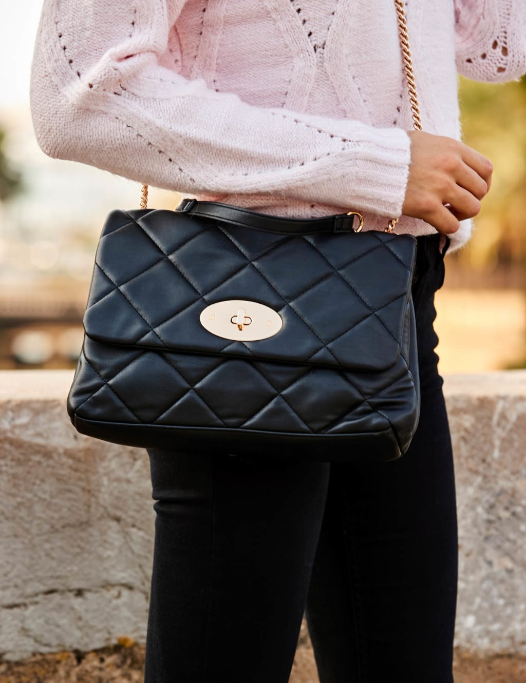 Quilted Clasp Detail Cross Body Bag 1 of 5