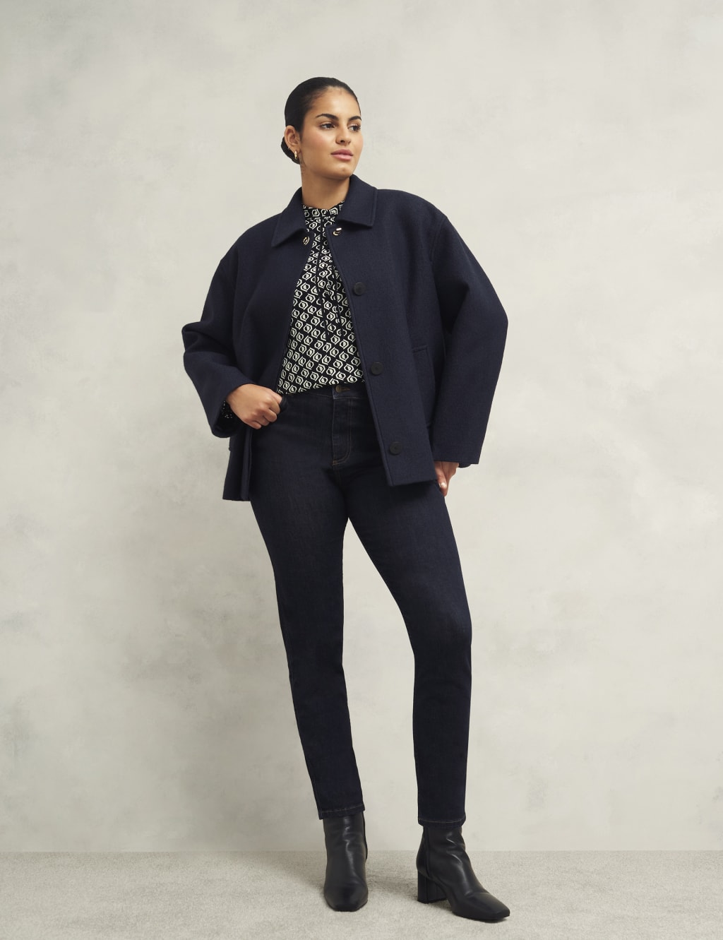 Geometric Button Detail Blouson Sleeve Blouse 8 of 9