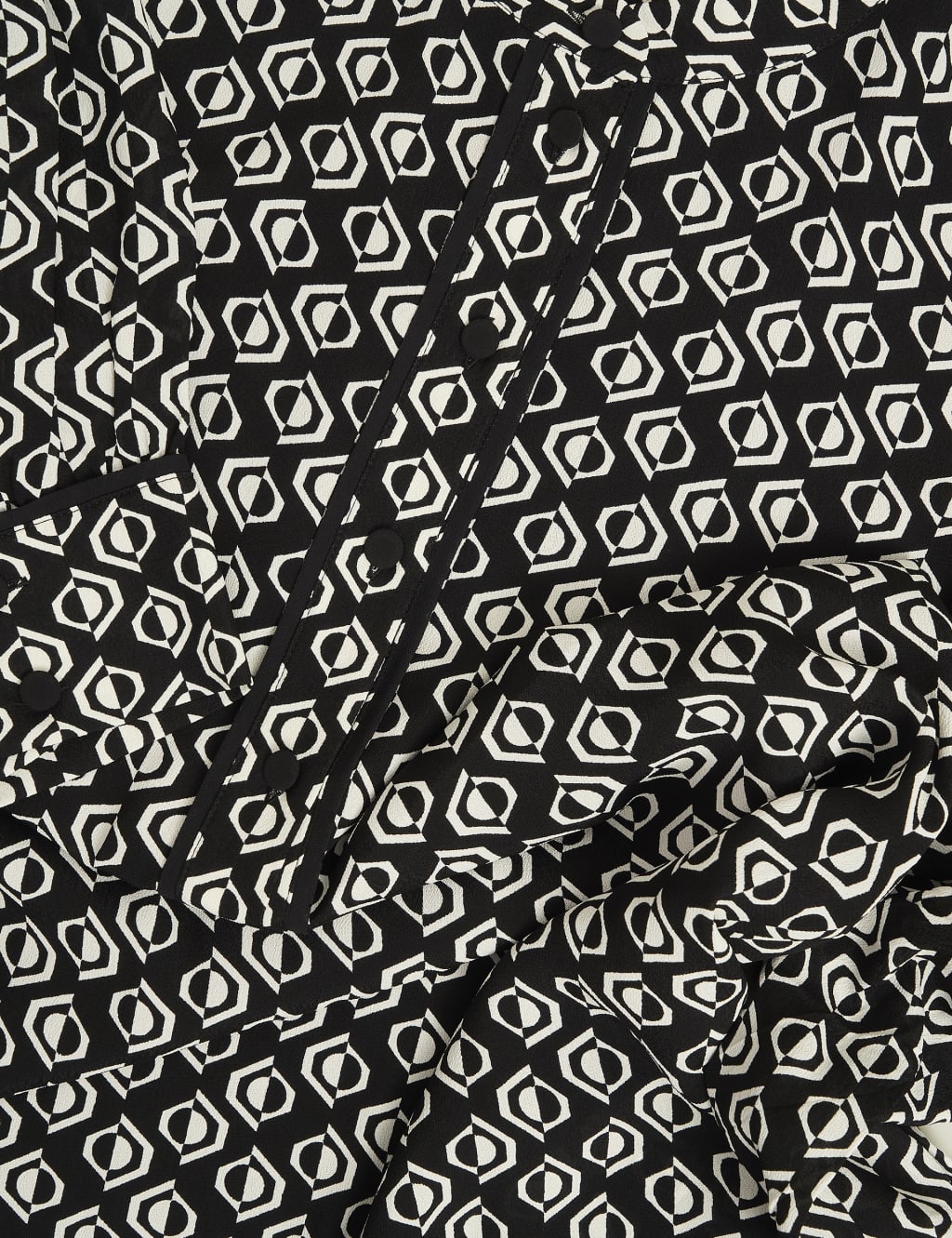 Geometric Button Detail Blouson Sleeve Blouse 9 of 9