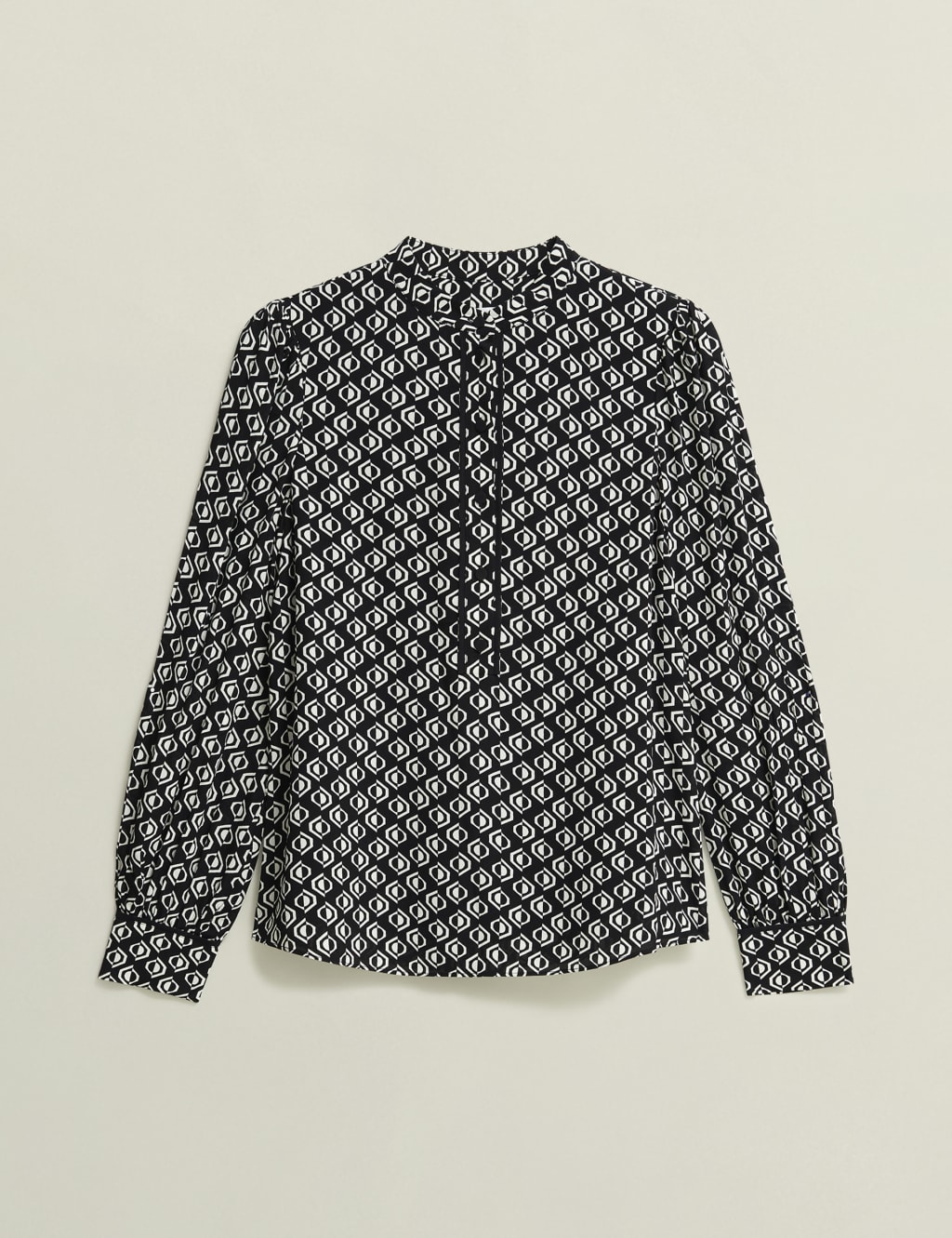 Geometric Button Detail Blouson Sleeve Blouse 2 of 9