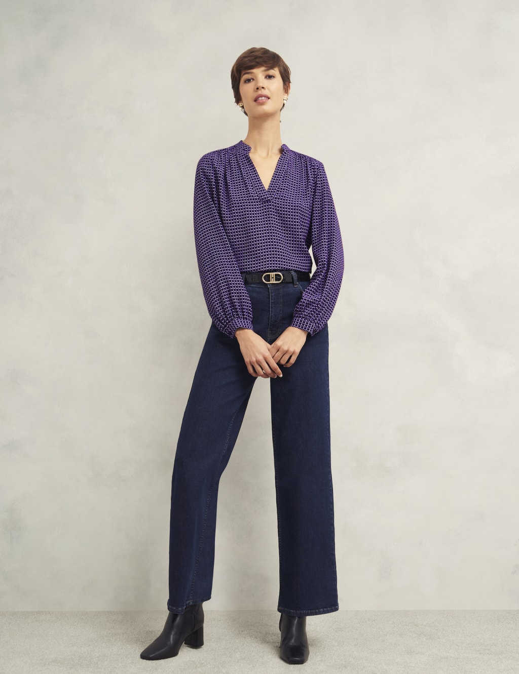 Geometric V-Neck Blouse 3 of 10