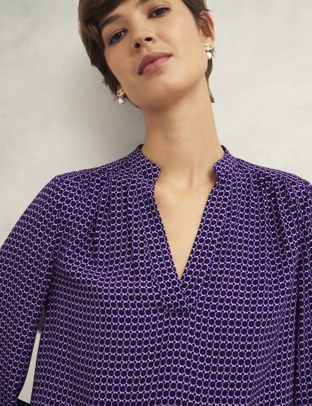 Geometric V-Neck Blouse 5 of 10