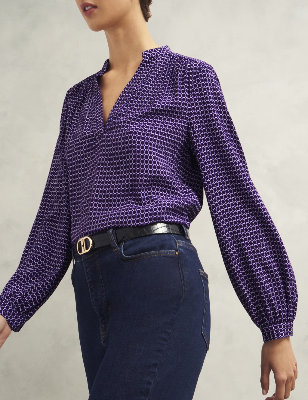 Geometric V-Neck Blouse 6 of 10