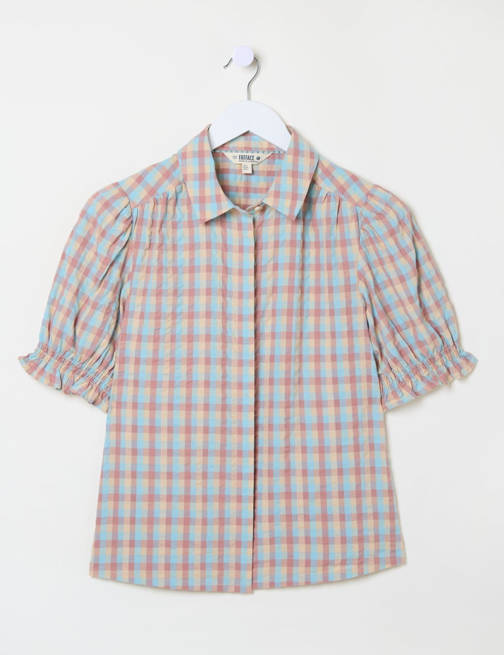 Pure Cotton Gingham Shirred Detail Shirt 2 of 5