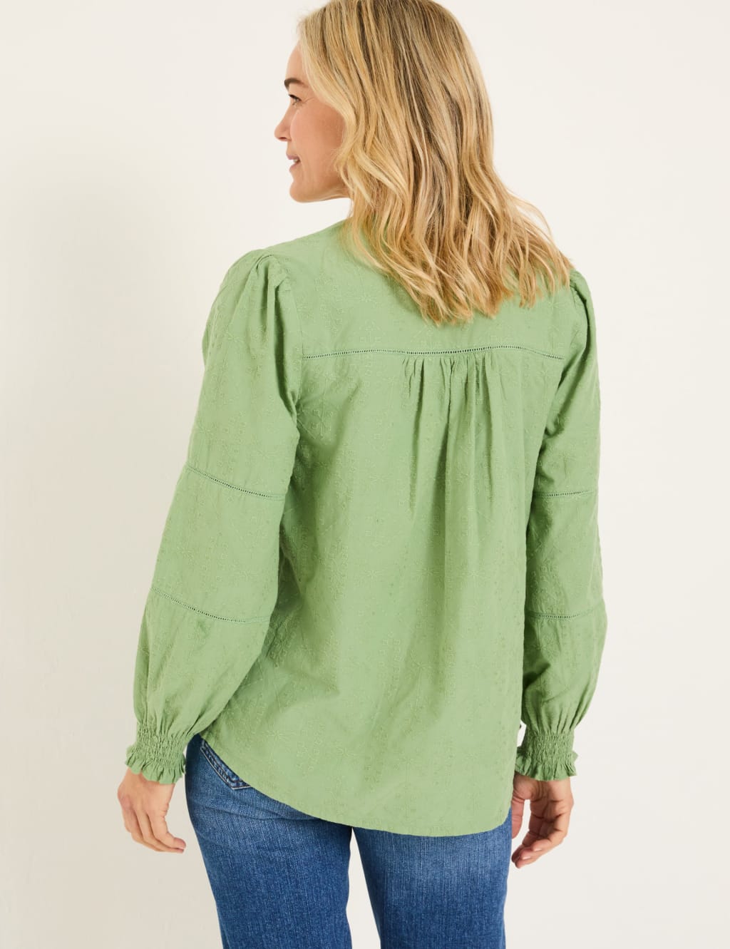Pure Cotton Embroidered Shirred Blouse 2 of 4