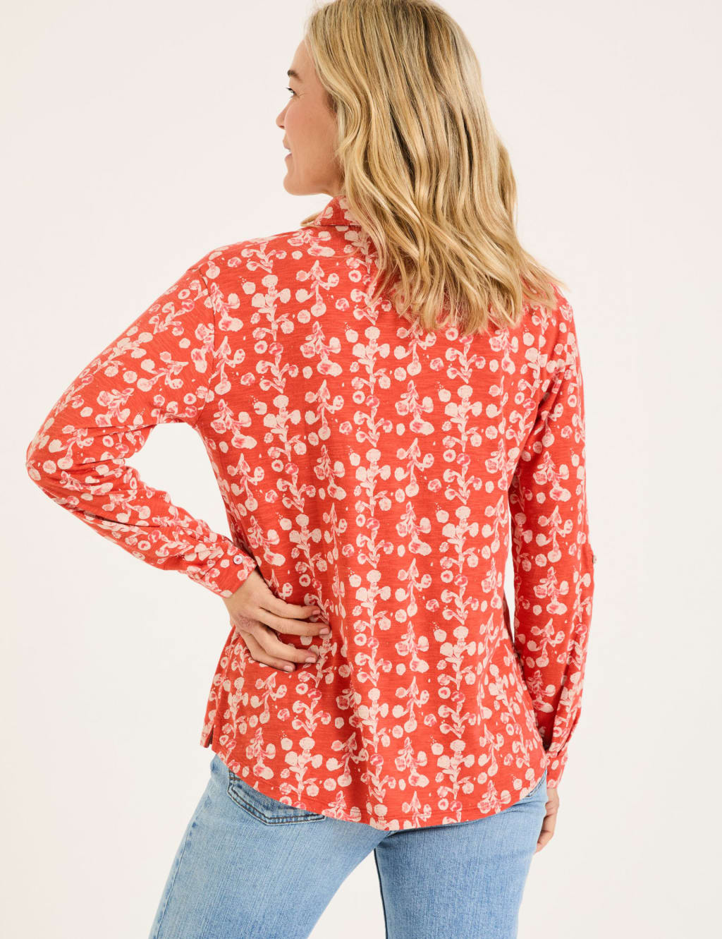 Pure Cotton Floral Collared V-Neck Top 2 of 4