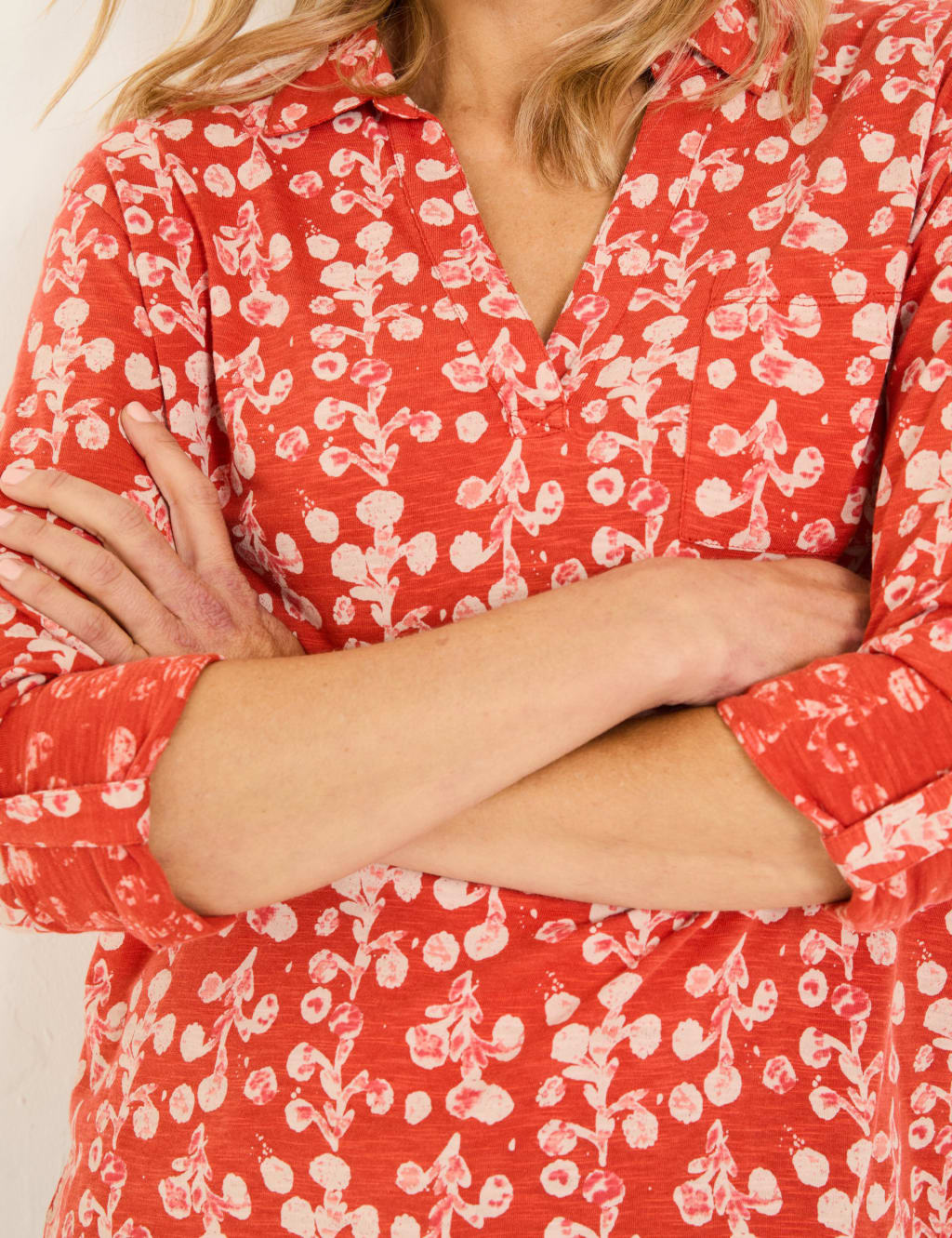 Pure Cotton Floral Collared V-Neck Top 3 of 4