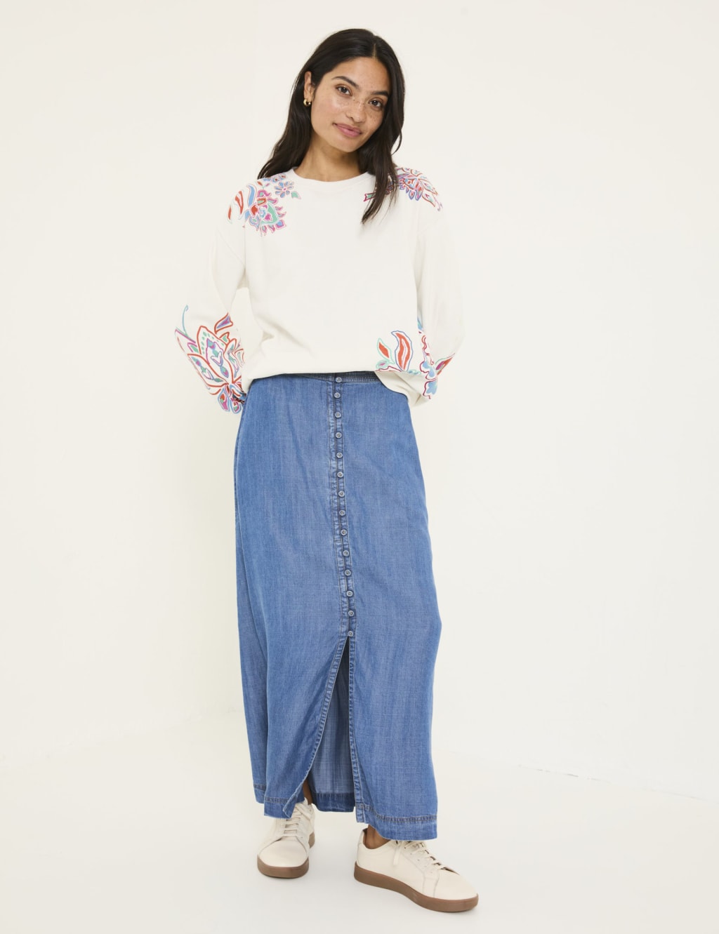 Cotton Rich Embroidered Crew Neck Sweatshirt 3 of 5