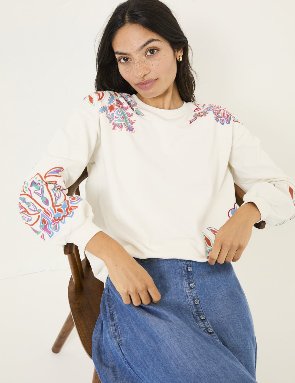 Cotton Rich Embroidered Crew Neck Sweatshirt 5 of 5