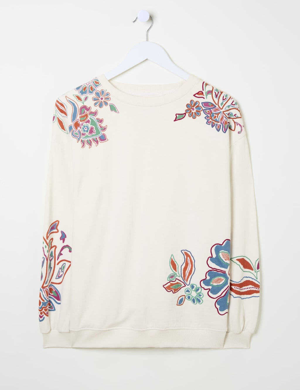 Cotton Rich Embroidered Crew Neck Sweatshirt 2 of 5