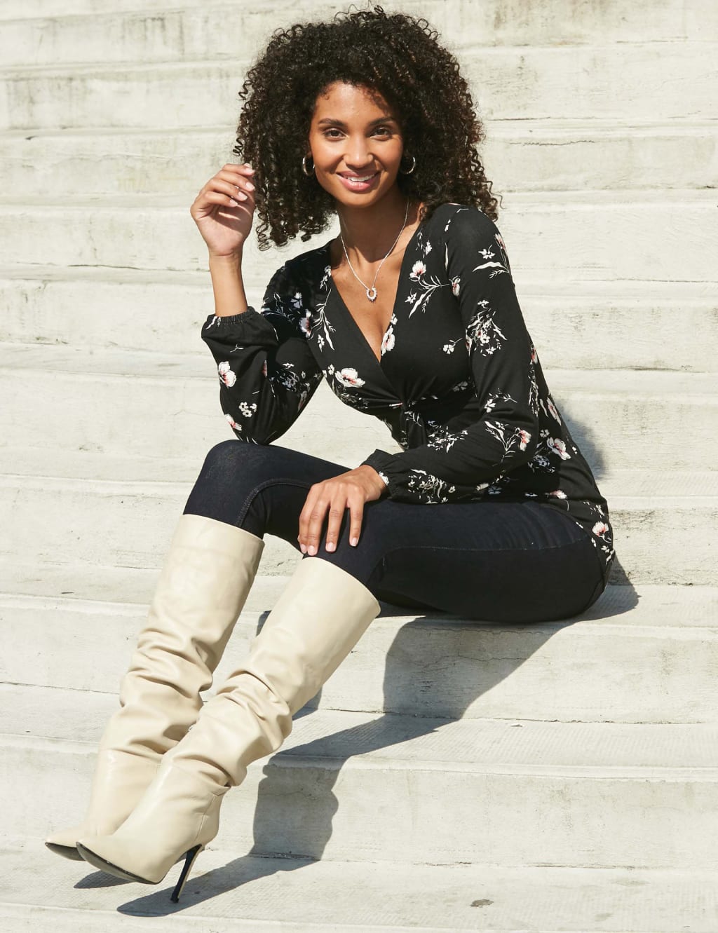 Leather Stiletto Heel Knee High Boots