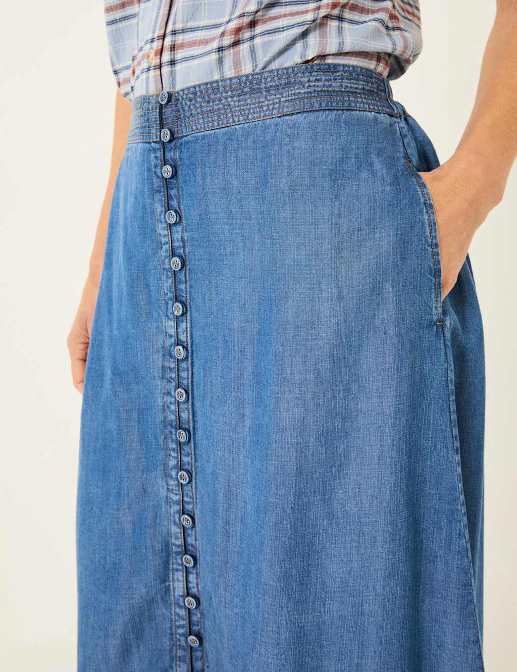 Pure Lyocell Denim Midi Skirt 4 of 5