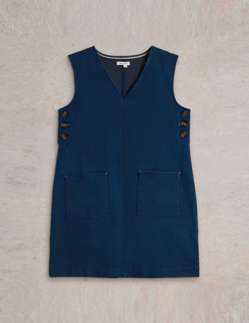 Jersey Denim V-Neck Mini Shift Dress 2 of 6