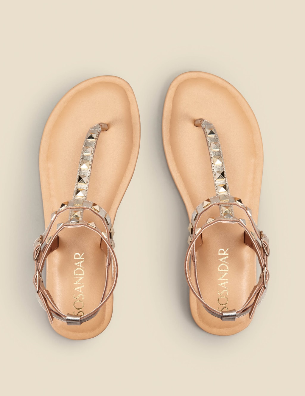 Leather Studded Flat Gladiator Sandals 2 of 3