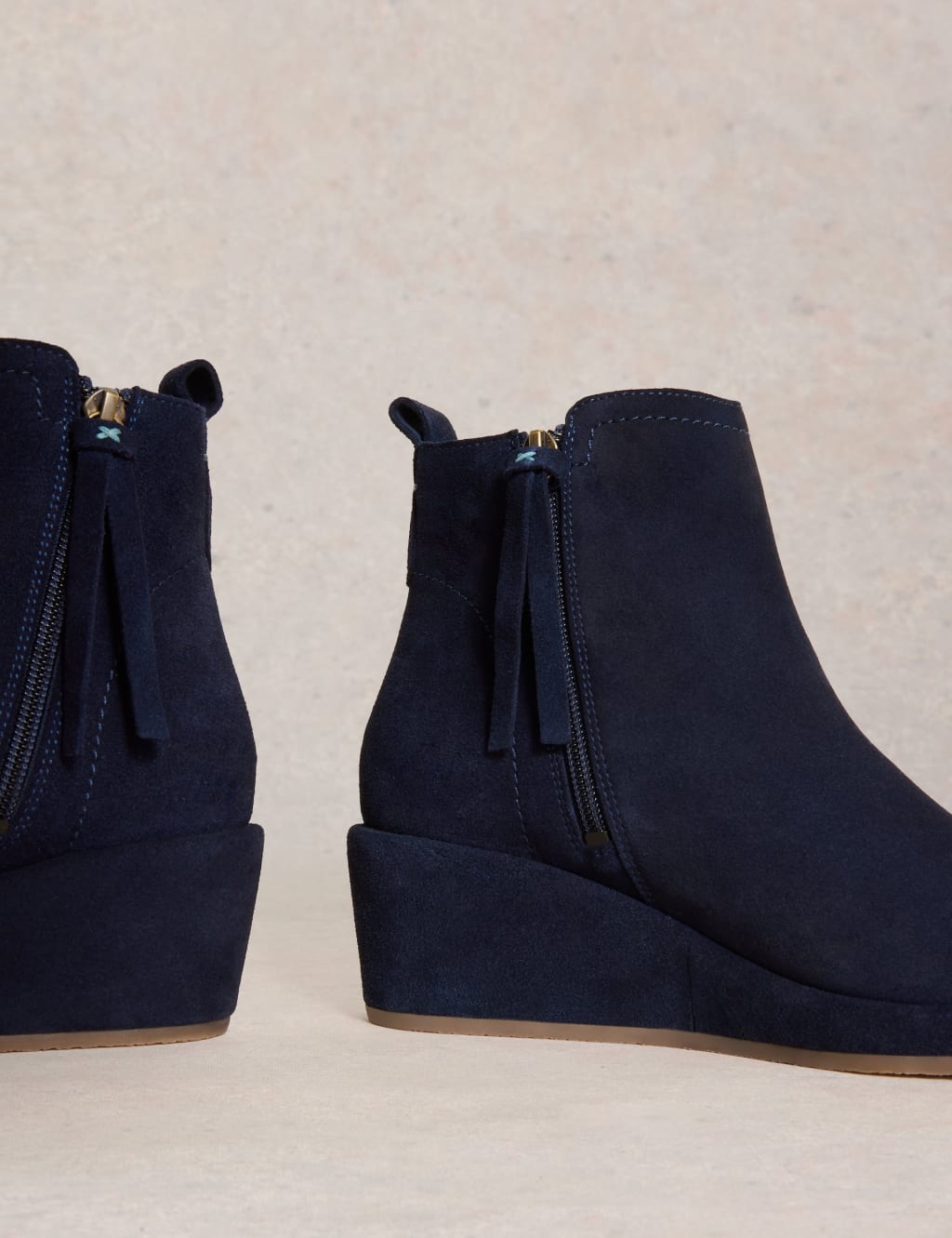 Navy wedge ankle boots uk online