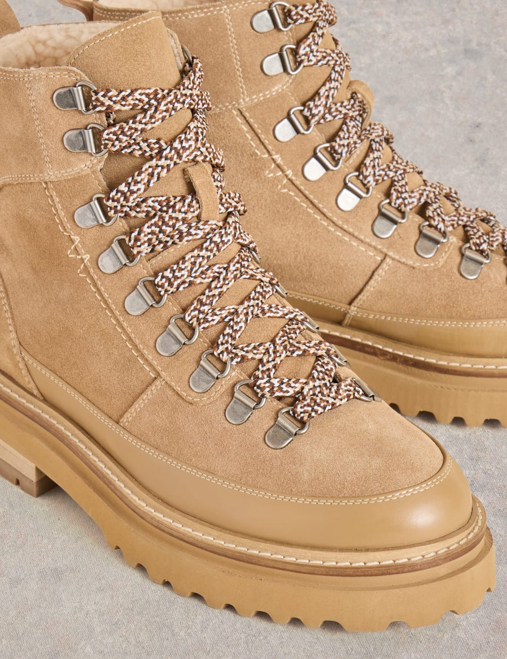 Leather Hiker Lace Up Flat Walking Boots White Stuff M S
