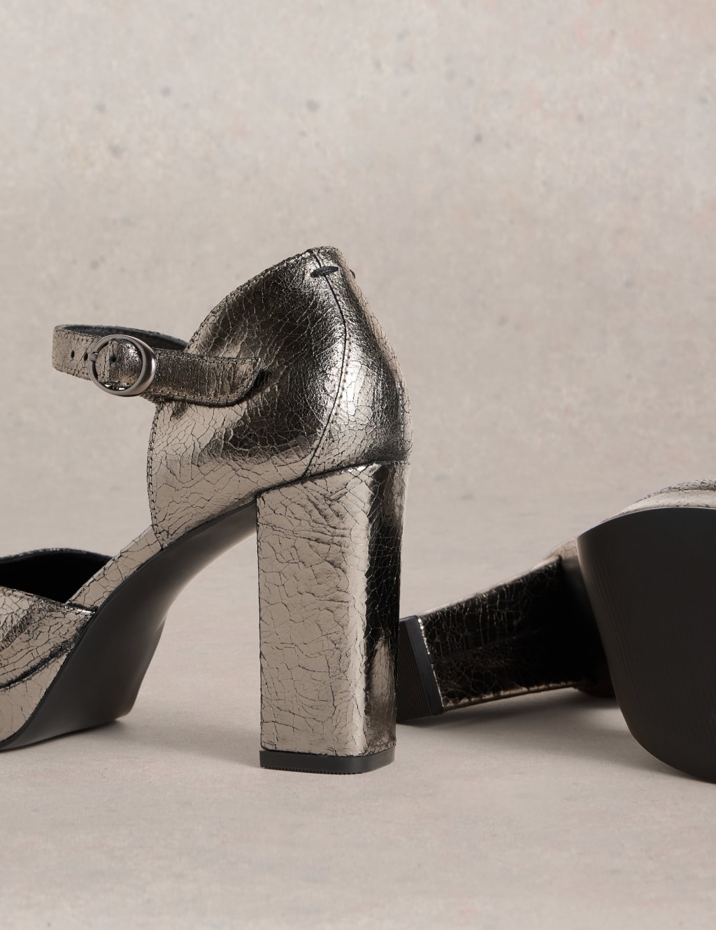 Leather Metallic Block Heel Platform Shoes White Stuff M S