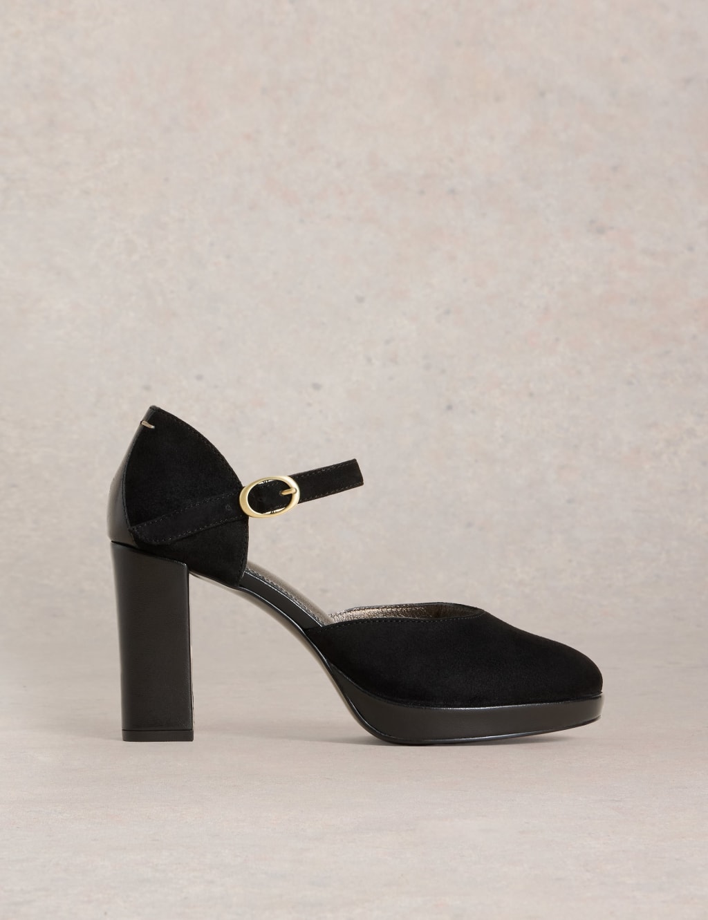Leather Metallic Block Heel Platform Shoes