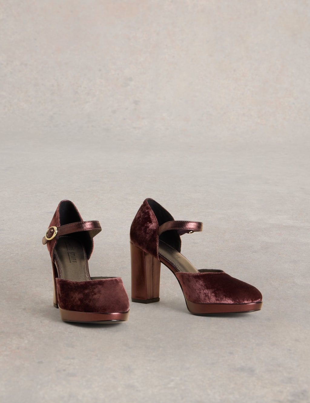 Red velvet block heels best sale