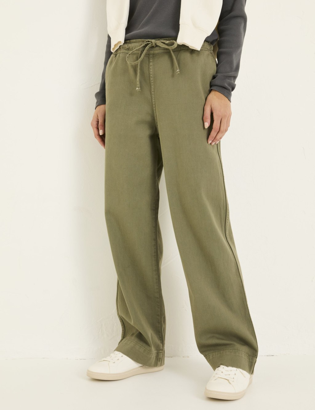 Pure Cotton Drawstring Wide Leg Trousers 3 of 5