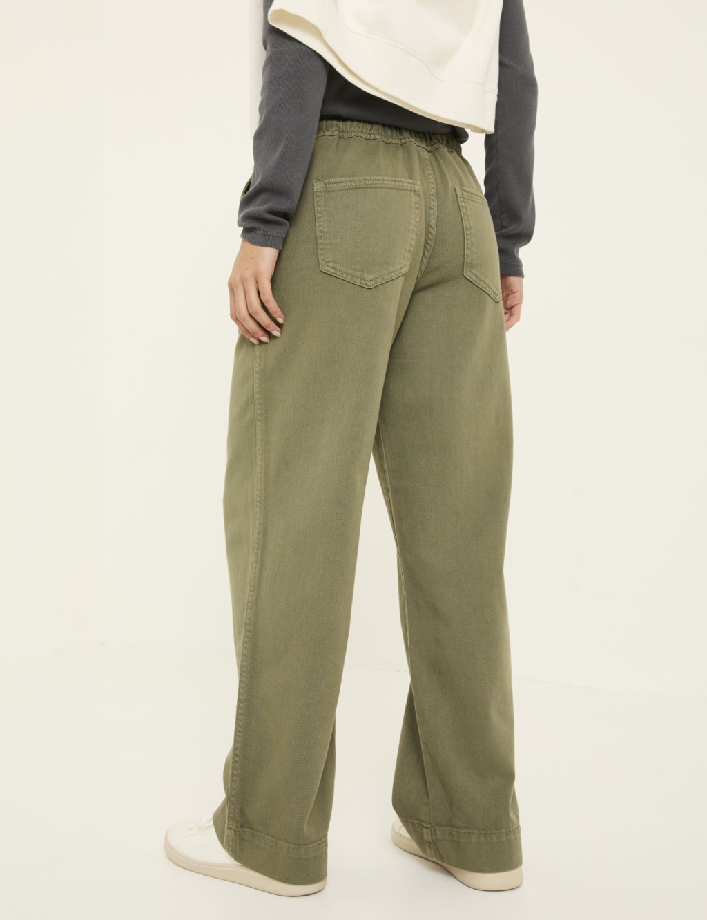 Pure Cotton Drawstring Wide Leg Trousers 4 of 5