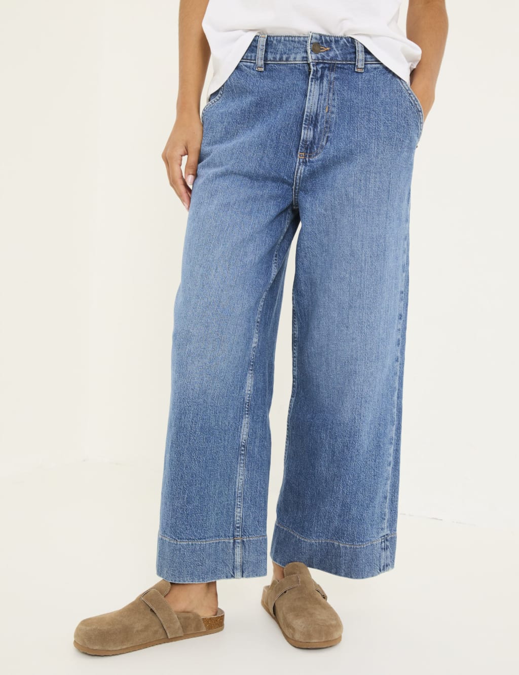 Mid Rise Wide Leg Cropped Jeans 3 of 6