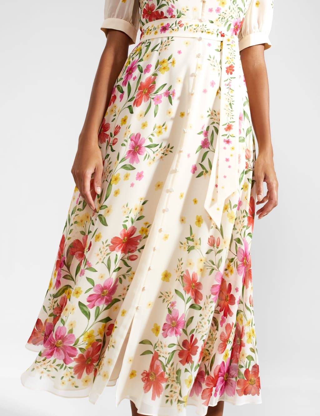 Pure Silk Floral V-Neck Midaxi Dress 6 of 9