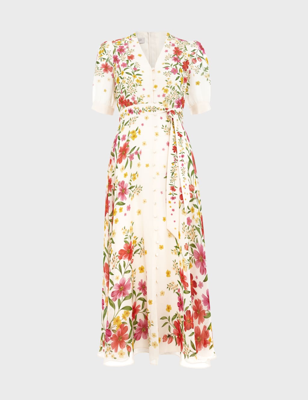 Pure Silk Floral V-Neck Midaxi Dress 2 of 9