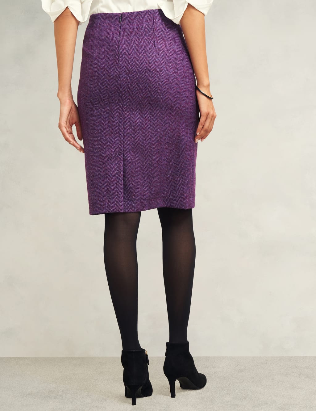 Pure Wool Checked Knee Length A Line Skirt HOBBS M S