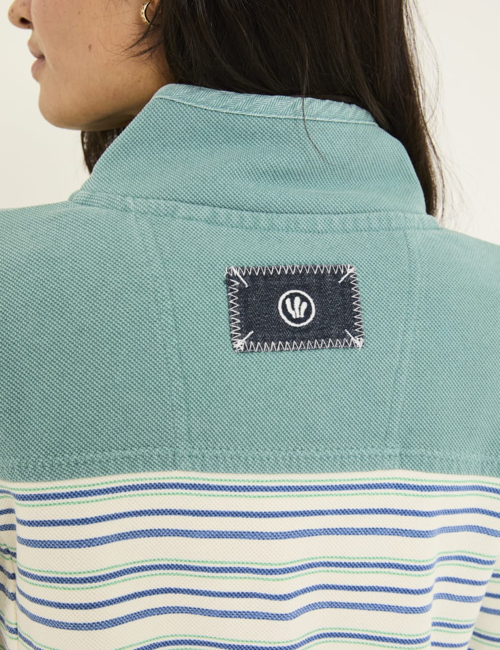 Pure Cotton Striped Half Zip Sweatshirt 5 of 5