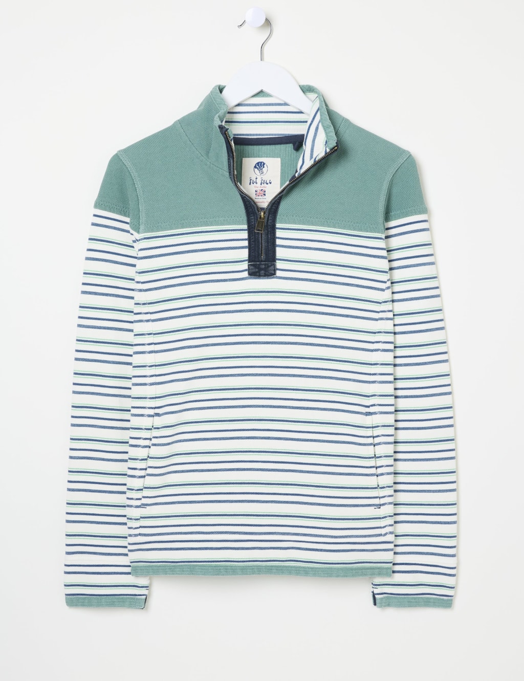 Pure Cotton Striped Half Zip Sweatshirt 2 of 5