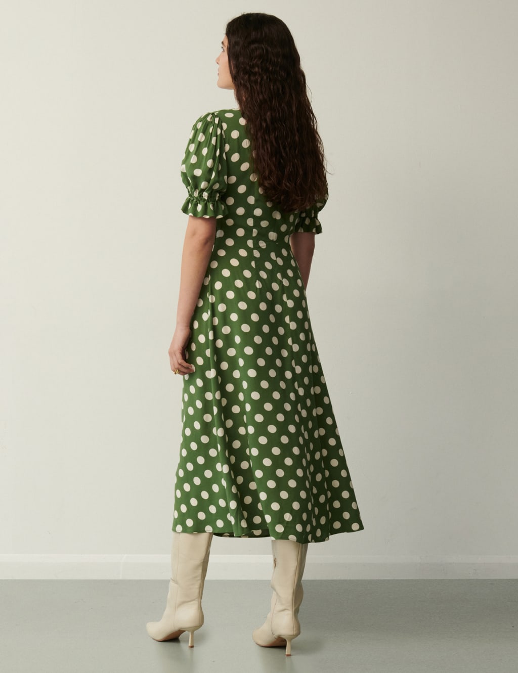 Polka Dot Round Neck Midi Tea Dress 4 of 4