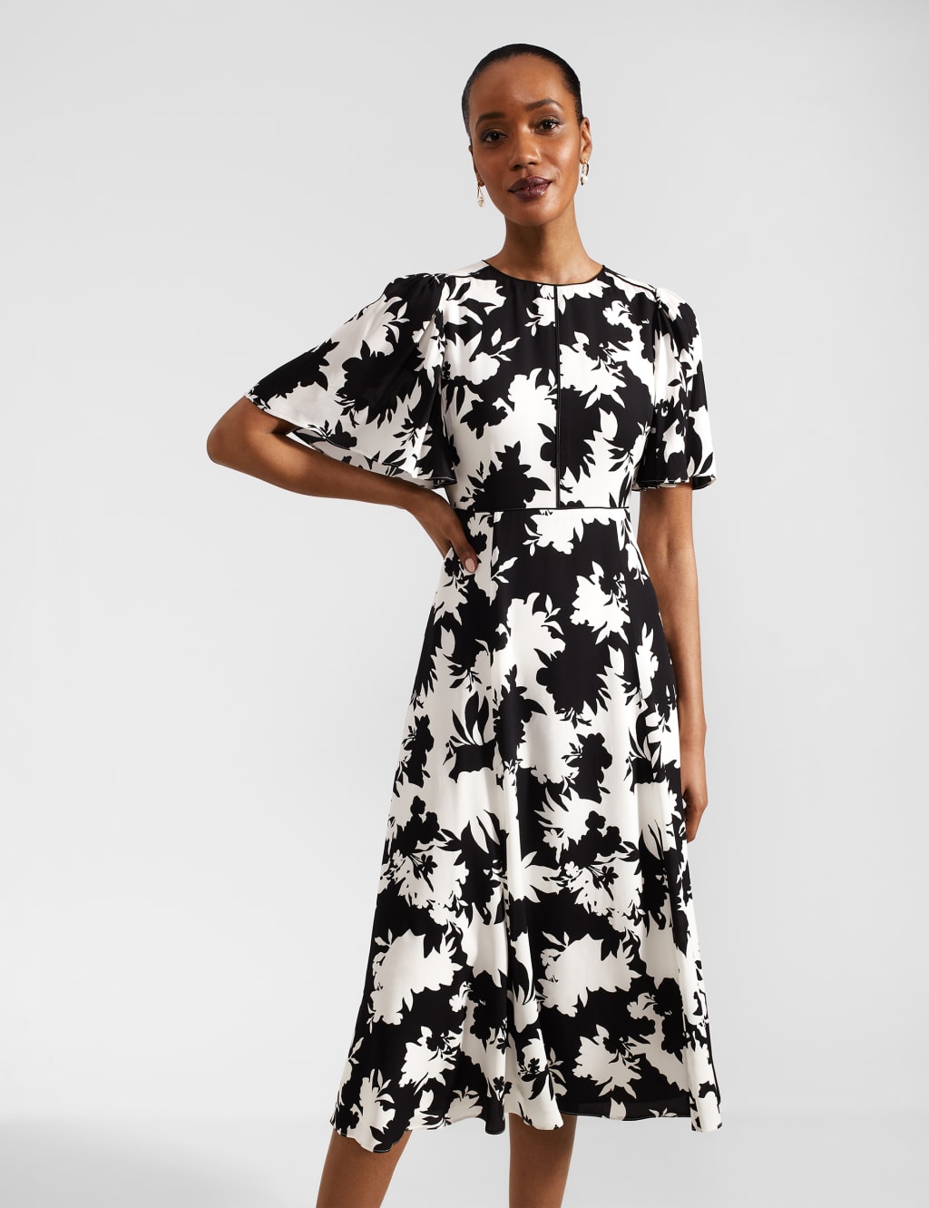 Floral Midi Waisted Dress HOBBS M S