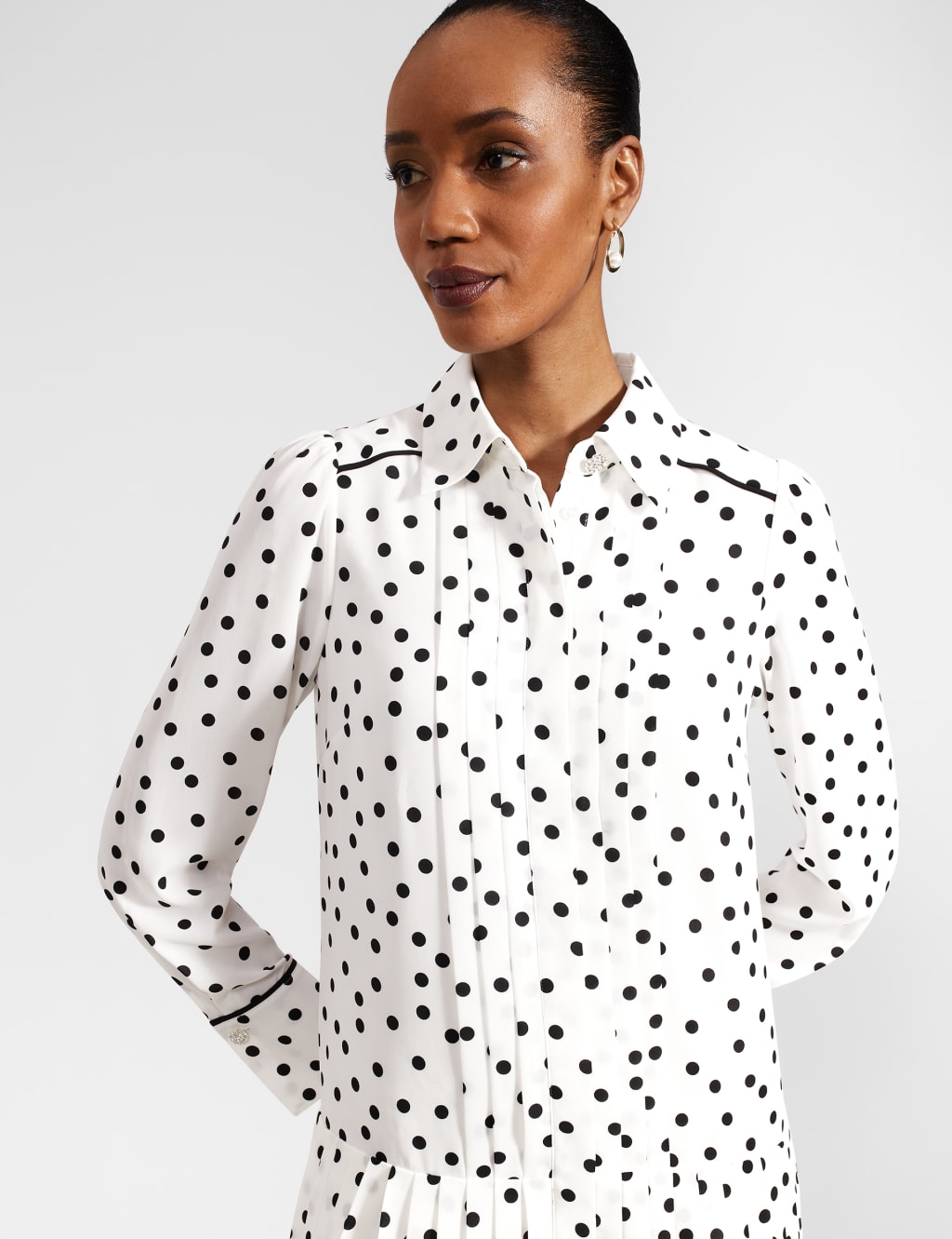 Polka Dot Knee Length Shirt Dress HOBBS M S