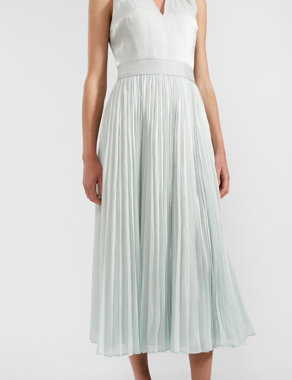V-Neck Pleated Midi Waisted Dress 5 of 7
