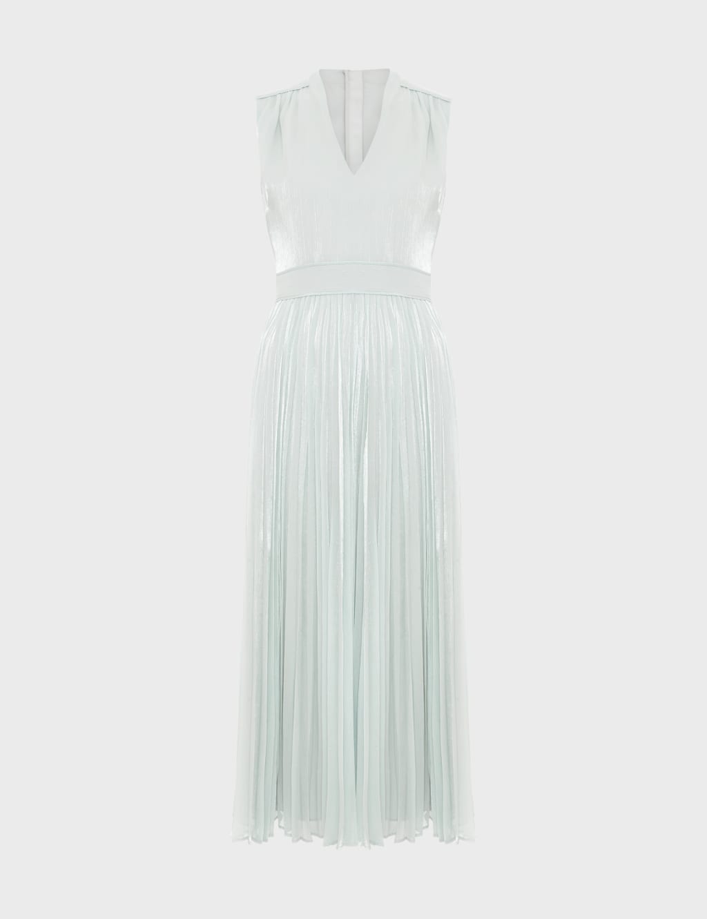 V-Neck Pleated Midi Waisted Dress 2 of 7