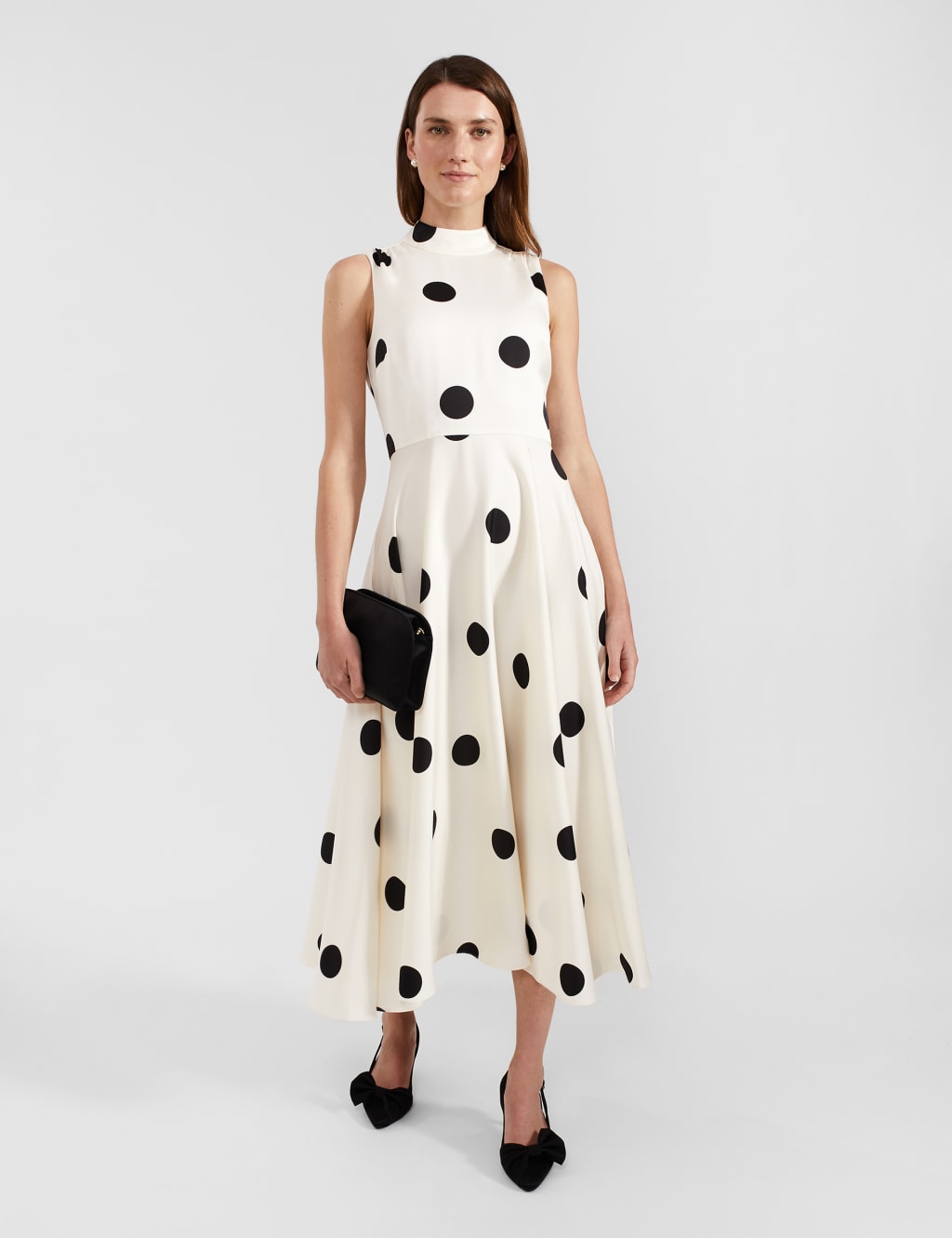Polka dot high neck dress sales