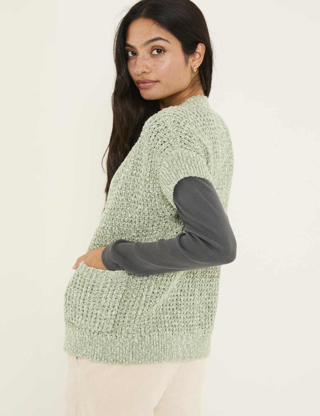 Cotton Rich Edge to Edge Cardigan 4 of 5
