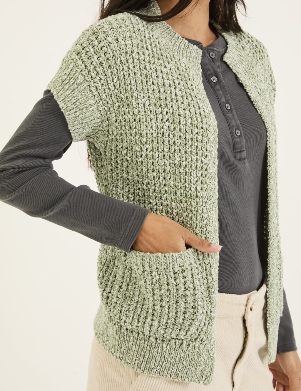 Cotton Rich Edge to Edge Cardigan 5 of 5