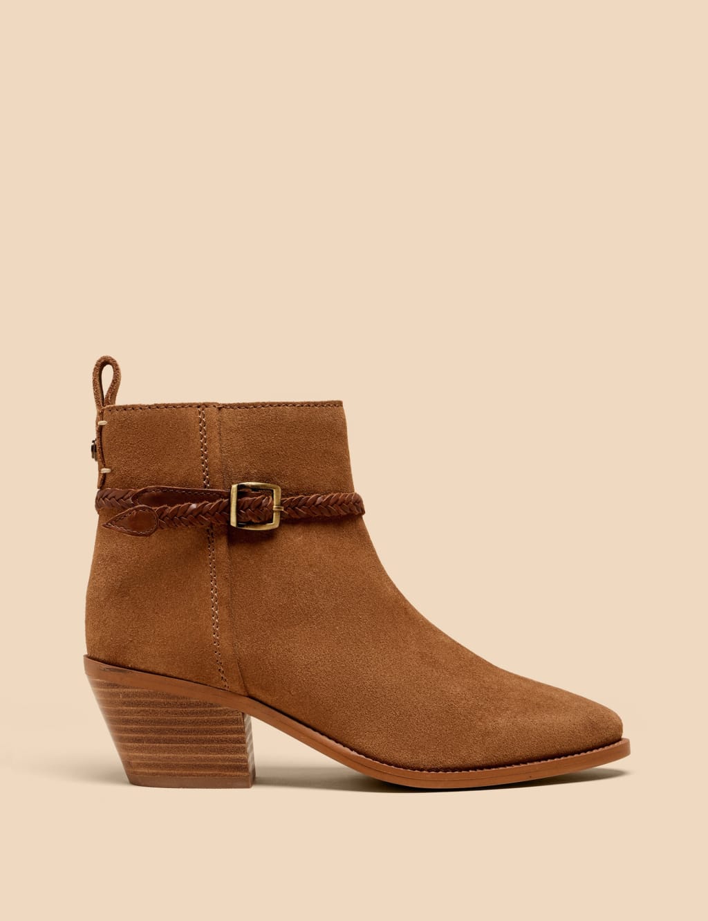 Suede Buckle Block Heel Ankle Boots White Stuff M S