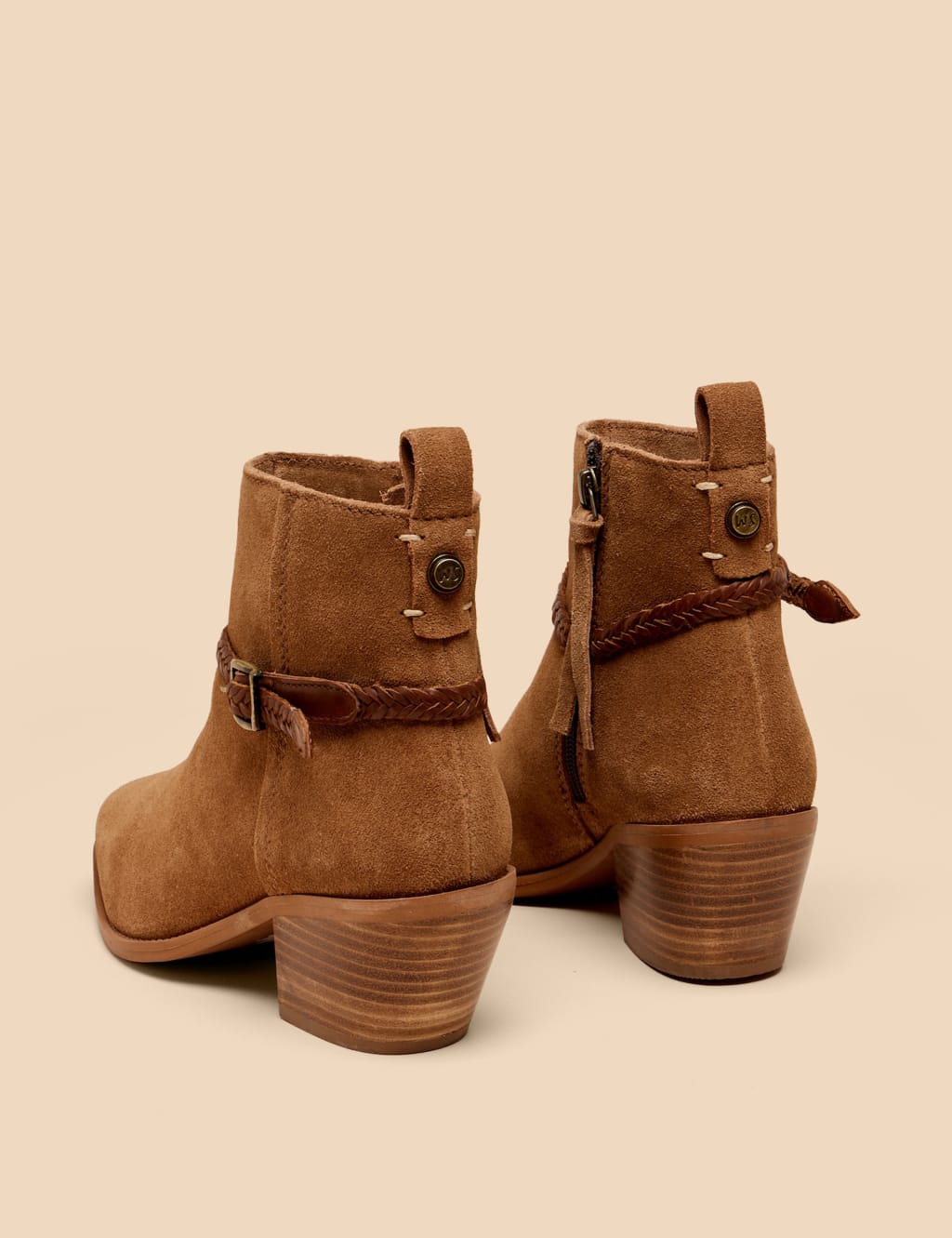 Suede Buckle Block Heel Ankle Boots White Stuff M S
