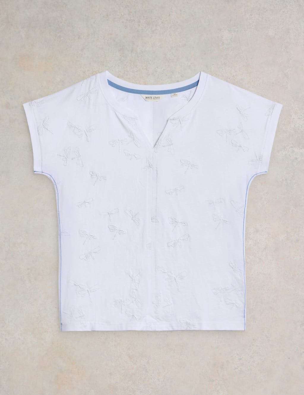 Pure Cotton Embroidered V-Neck T-Shirt 2 of 6