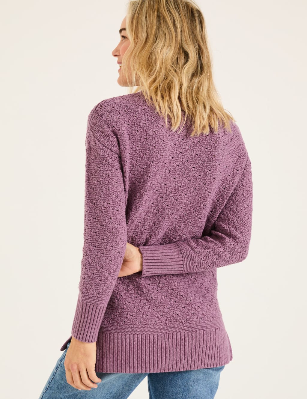 Pure Cotton Textured Crew Neck Jumper | FatFace | M&S
