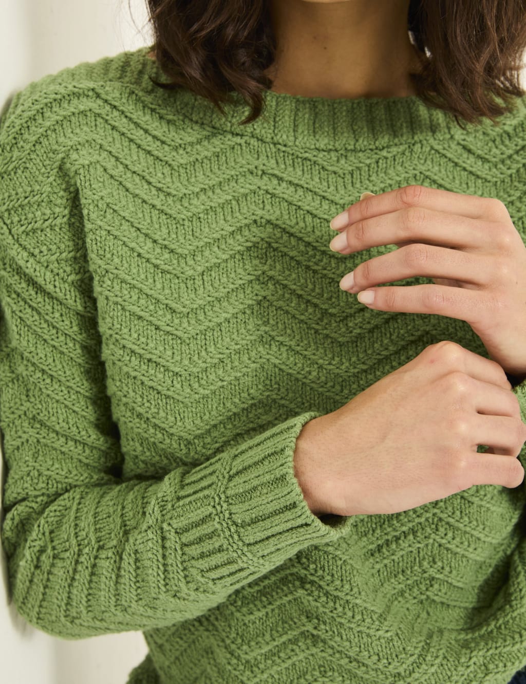Cotton Blend Textured Crew Neck Jumper 4 of 5
