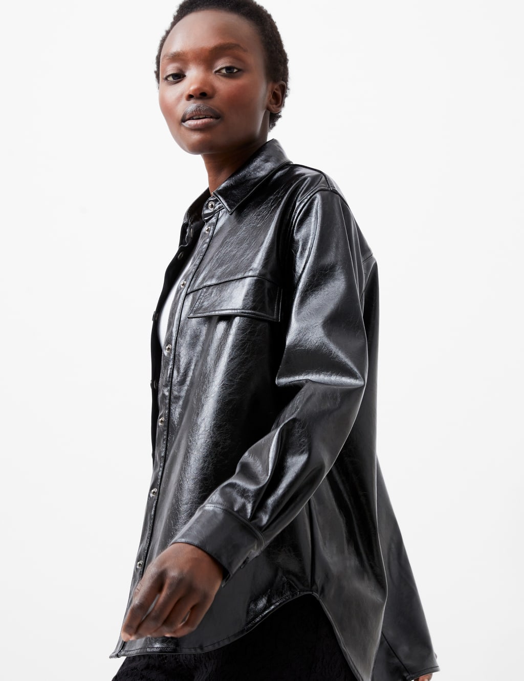 Faux Leather Overshirt
