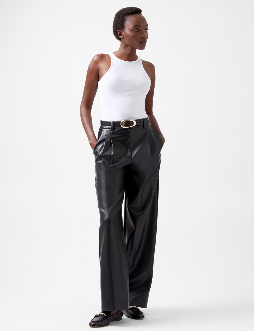 Marks and spencer faux leather trousers clearance