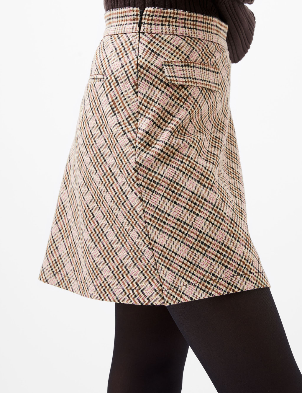 Checked Pleated Mini A-Line Skirt 3 of 4