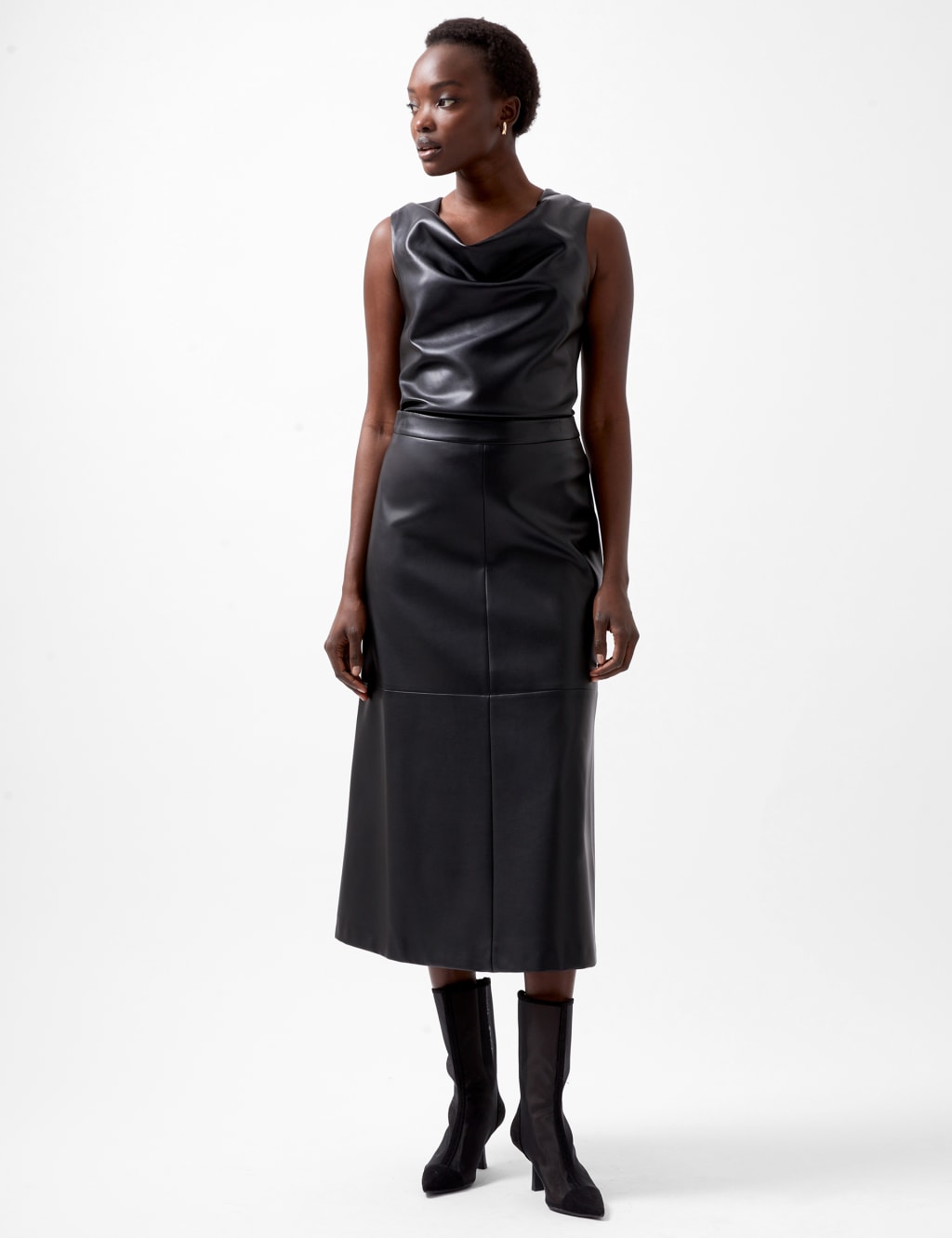 A line faux leather midi skirt on sale
