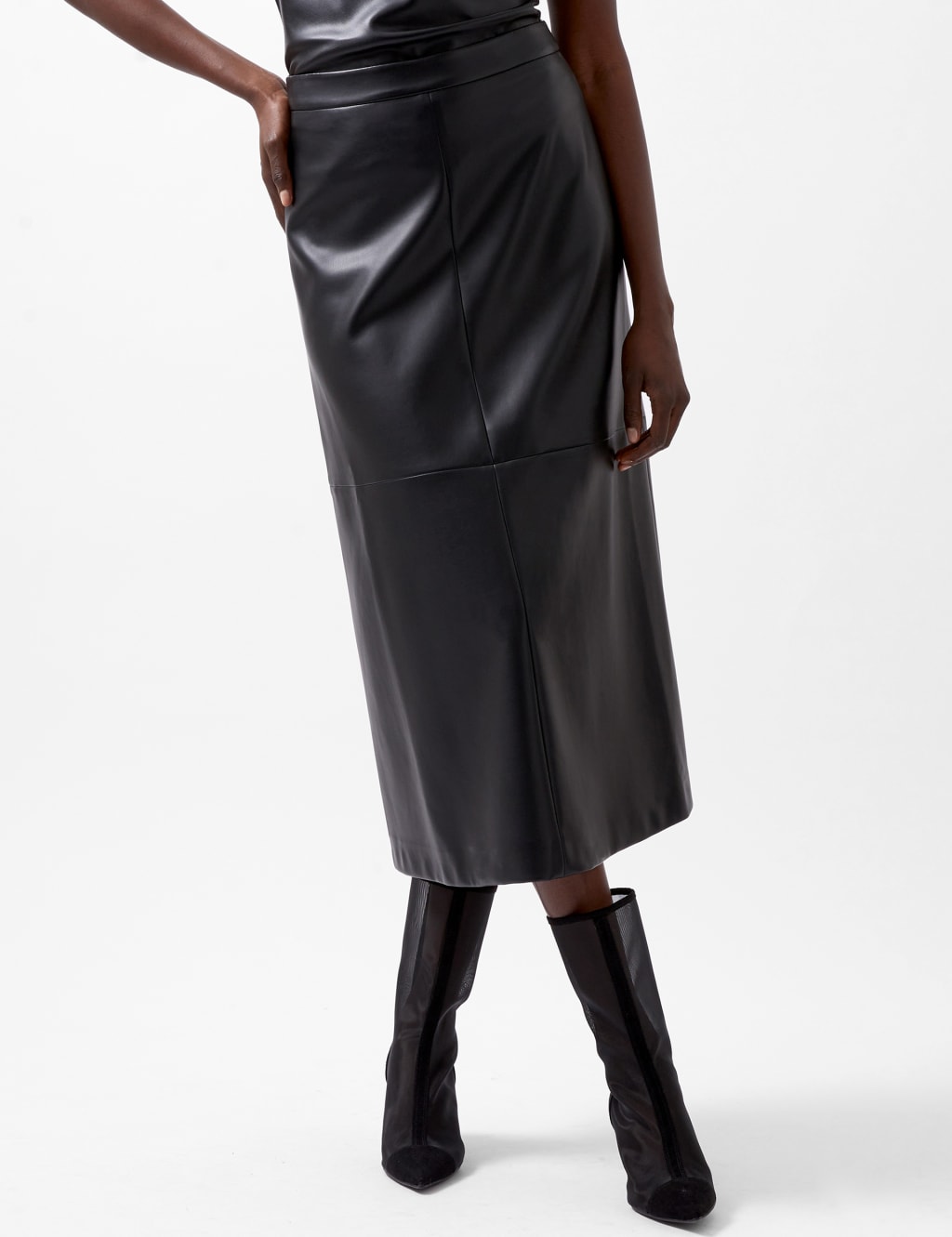 A line faux leather midi skirt store